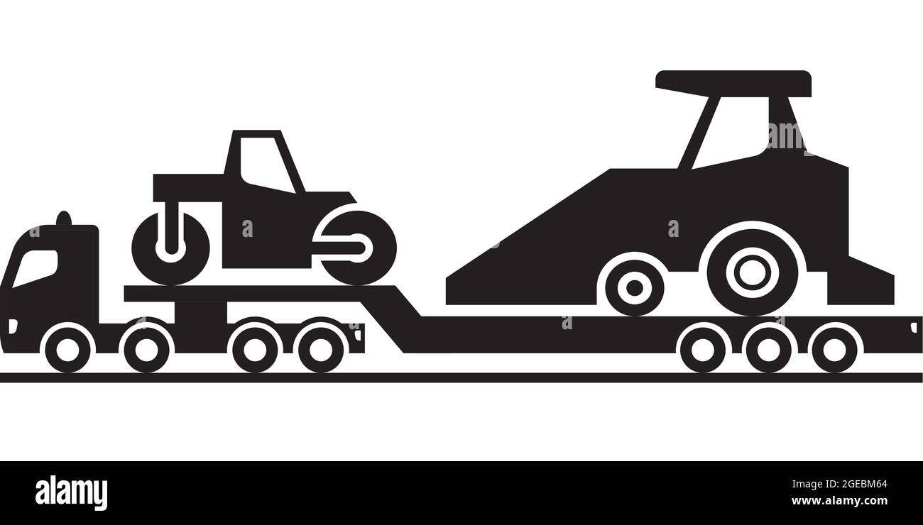 Autocarro per impieghi gravosi con macchinari per la costruzione di strade - illustrazione vettoriale Illustrazione Vettoriale