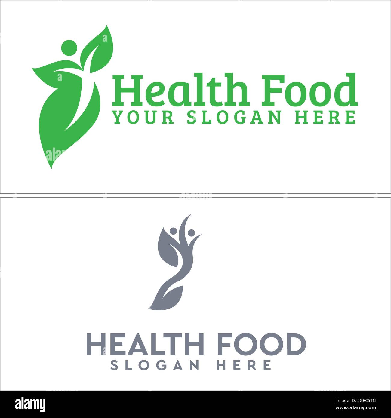 Cibo di salute con icona persone foglia combinazione logo pianta Illustrazione Vettoriale