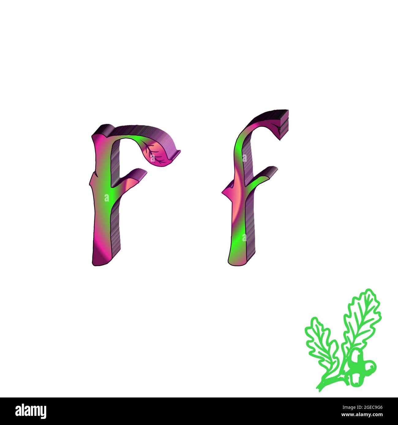 Lettera maiuscola F colorato 3D astratto bello sfondo bianco Foto Stock