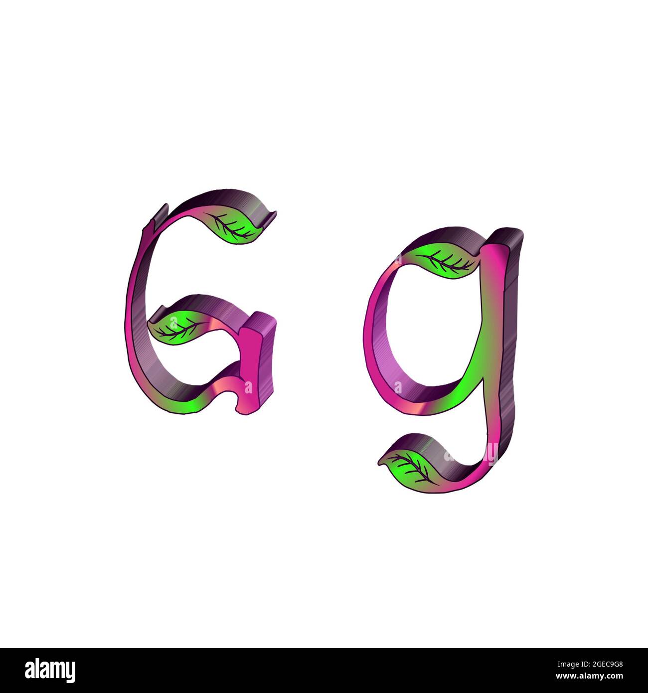 Lettera maiuscola G colorato 3D astratto bello sfondo bianco Foto Stock
