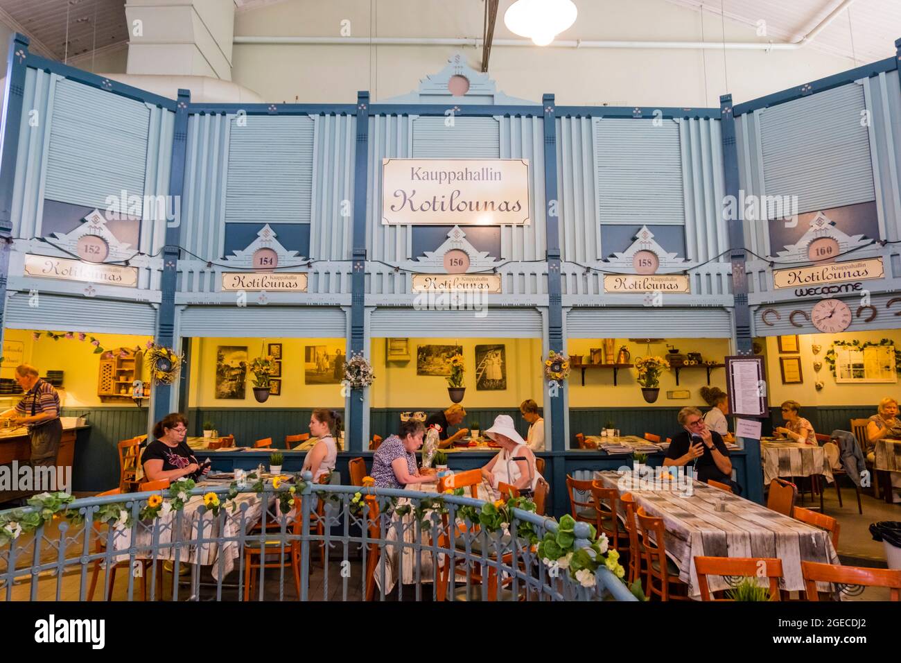 Kauppahallin kotilounas, Ristorante per pranzo, Kauppahalli, sala del mercato, Tampere, Finlandia Foto Stock
