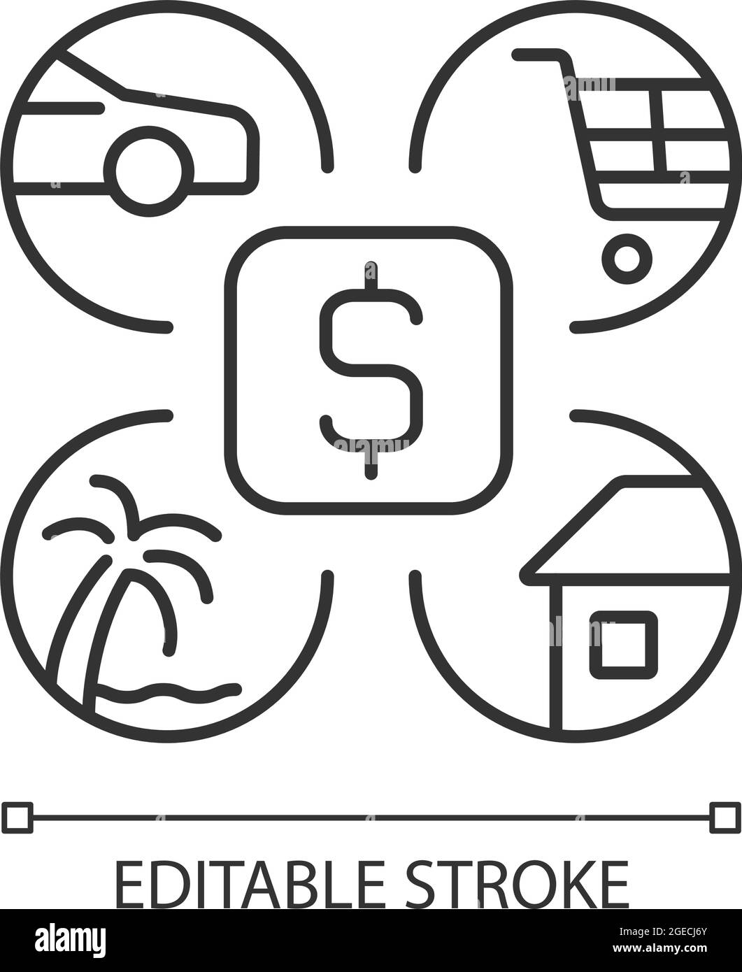 Icona lineare di budget Illustrazione Vettoriale