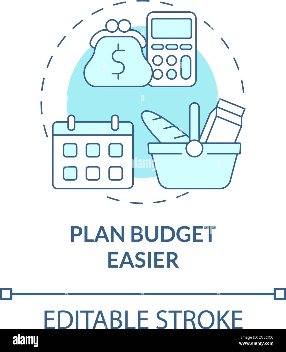 Pianificare il budget più semplice icona blu concetto Illustrazione Vettoriale