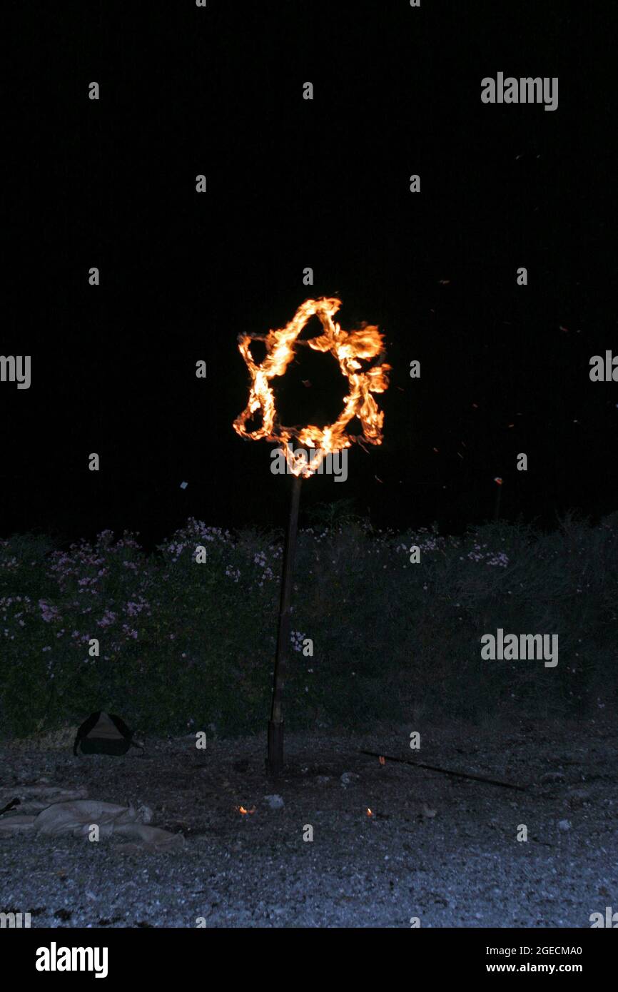 Fire display, una stella ardente di David Foto Stock