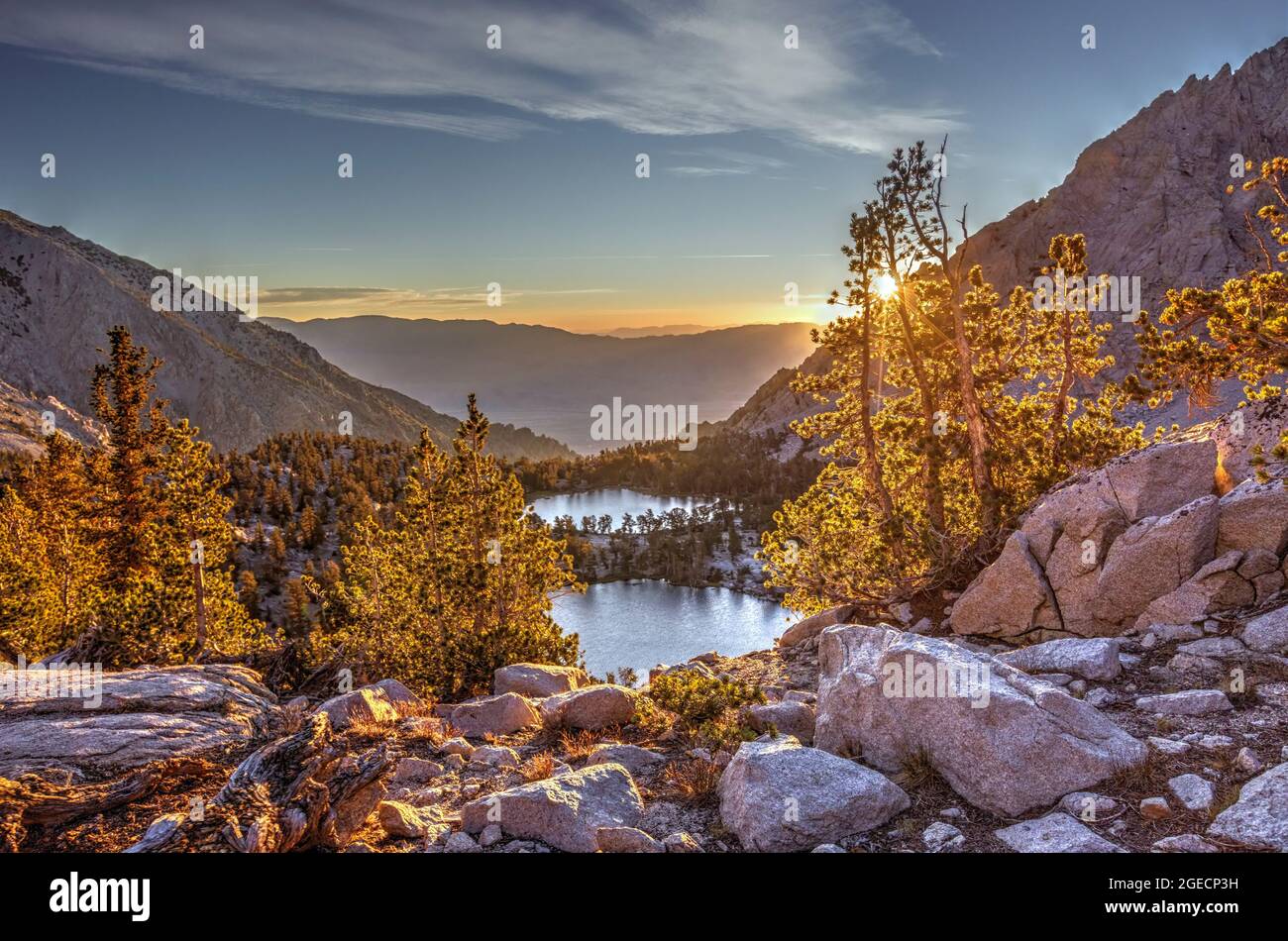 ONION Valley, catena montuosa della Sierra Nevada, al tramonto CA USA Foto Stock