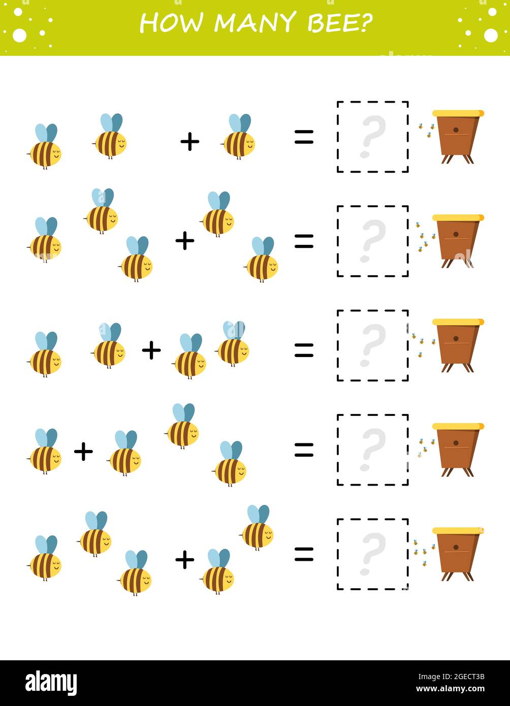 Gioco didattico di matematica per bambini. Conteggio dell'apprendimento, foglio di lavoro aggiuntivo per bambini. Illustrazione Vettoriale