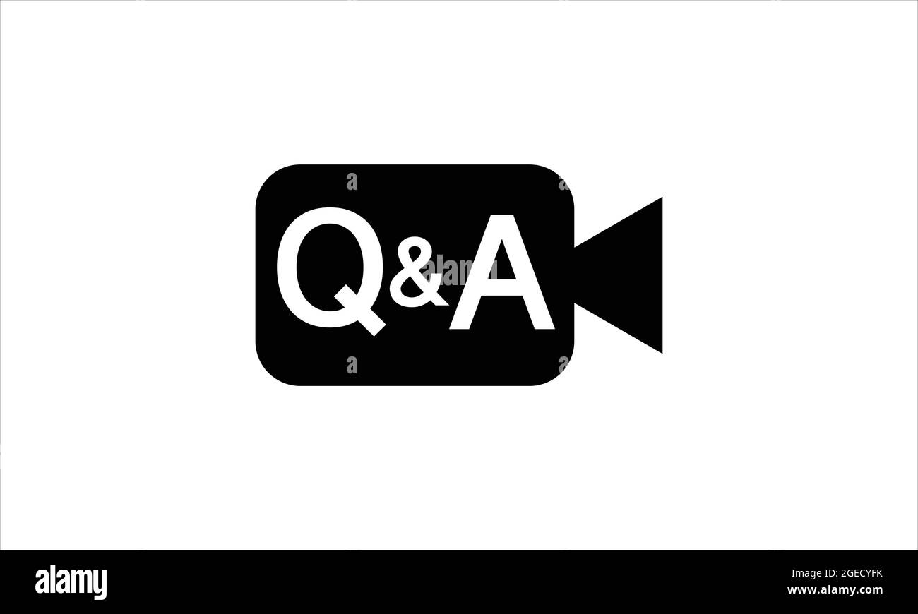 Domande e RISPOSTE pulsante di riproduzione video live logo icona podcast Illustrazione Vettoriale