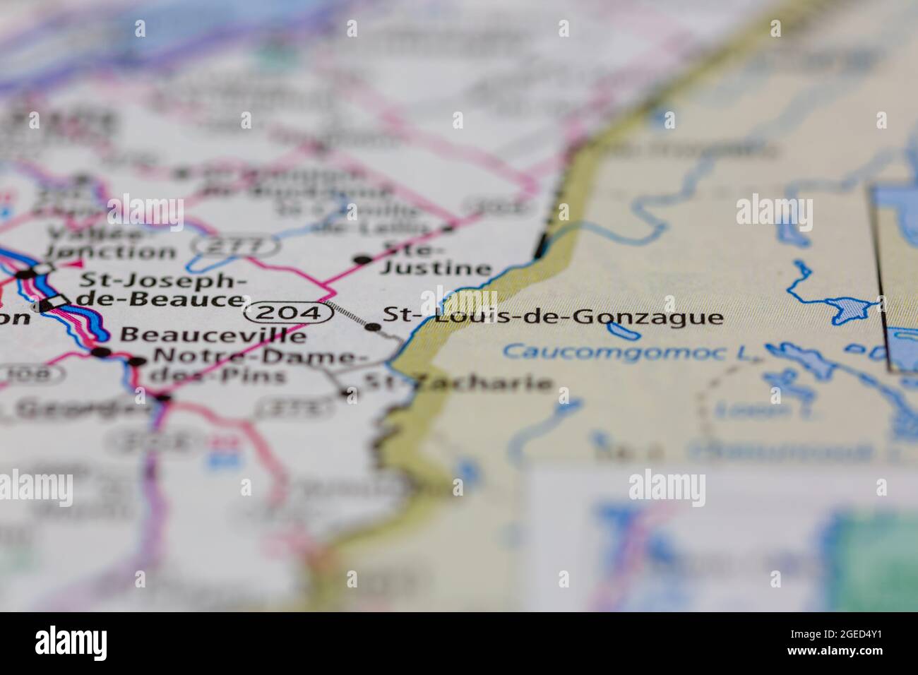StLouisdeGonzague Quebec Canada è indicato su una mappa stradale o