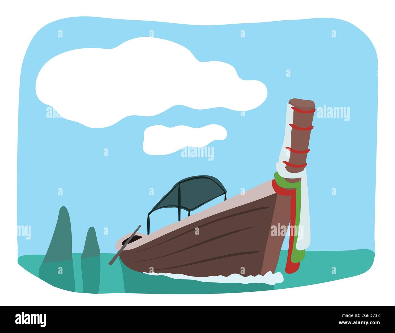 Thailandia barca per viaggi di vacanza. Cartoon Illustrazione. Illustrazione Vettoriale