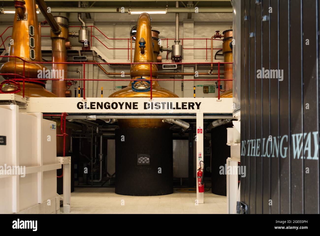 Distilleria di whisky Glengoyne, distilleria di rame, Dumgoyne vicino Killearn, Stirling, Scozia, Regno Unito Foto Stock