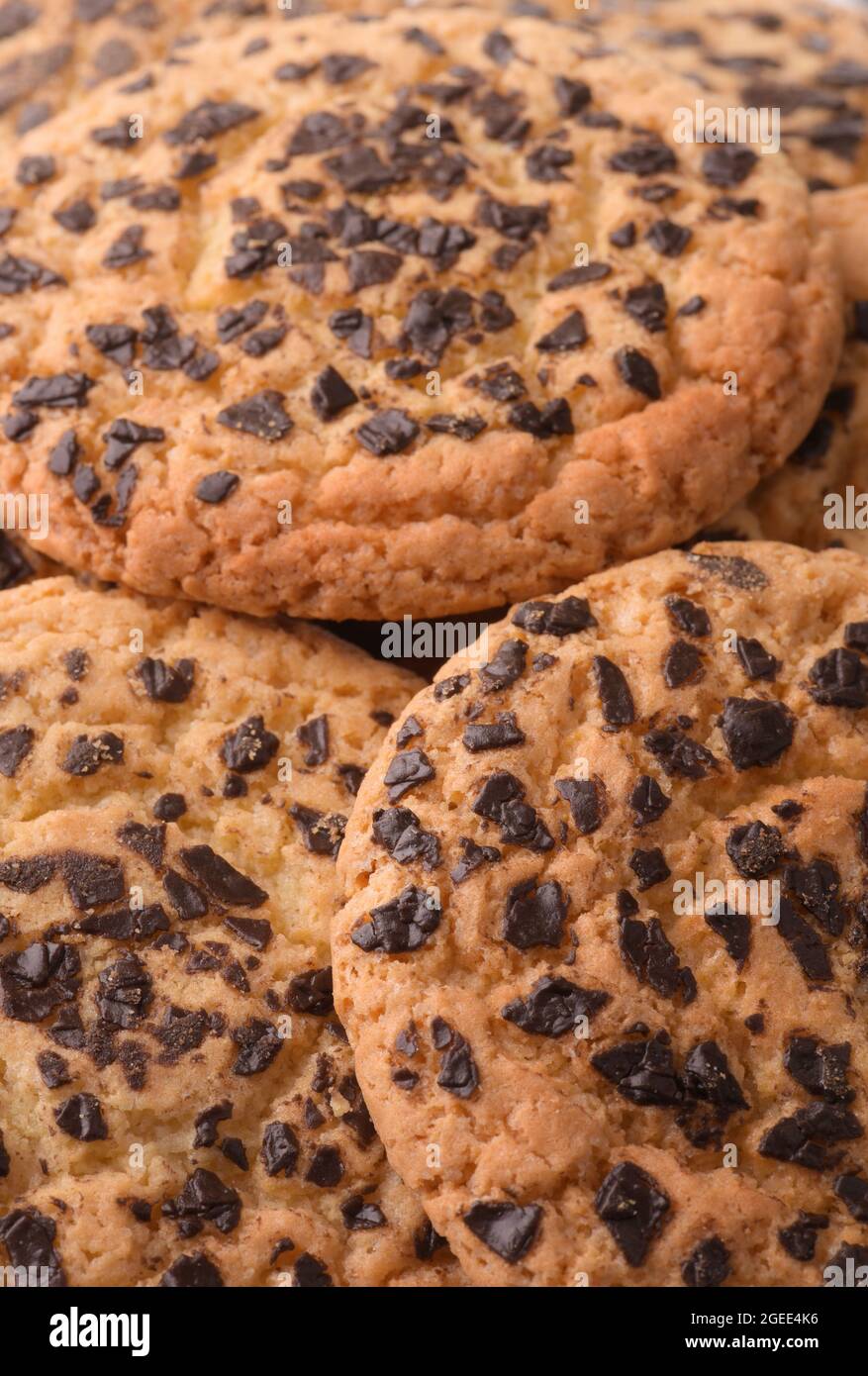 Close up di biscotti al cioccolato sullo sfondo Foto Stock