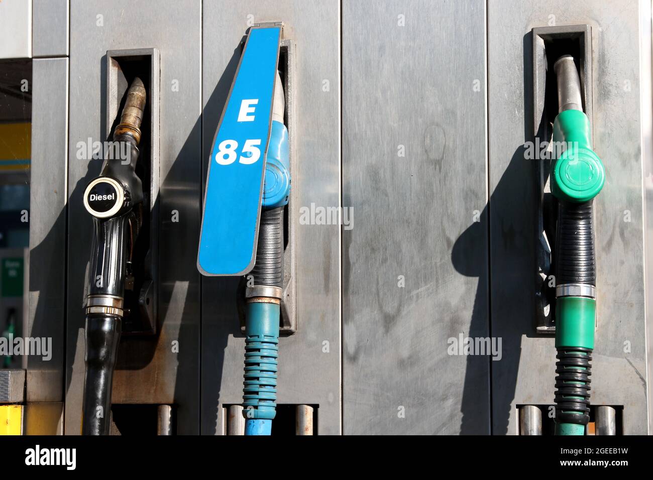 pompa del gas nella stazione di rifornimento Foto Stock