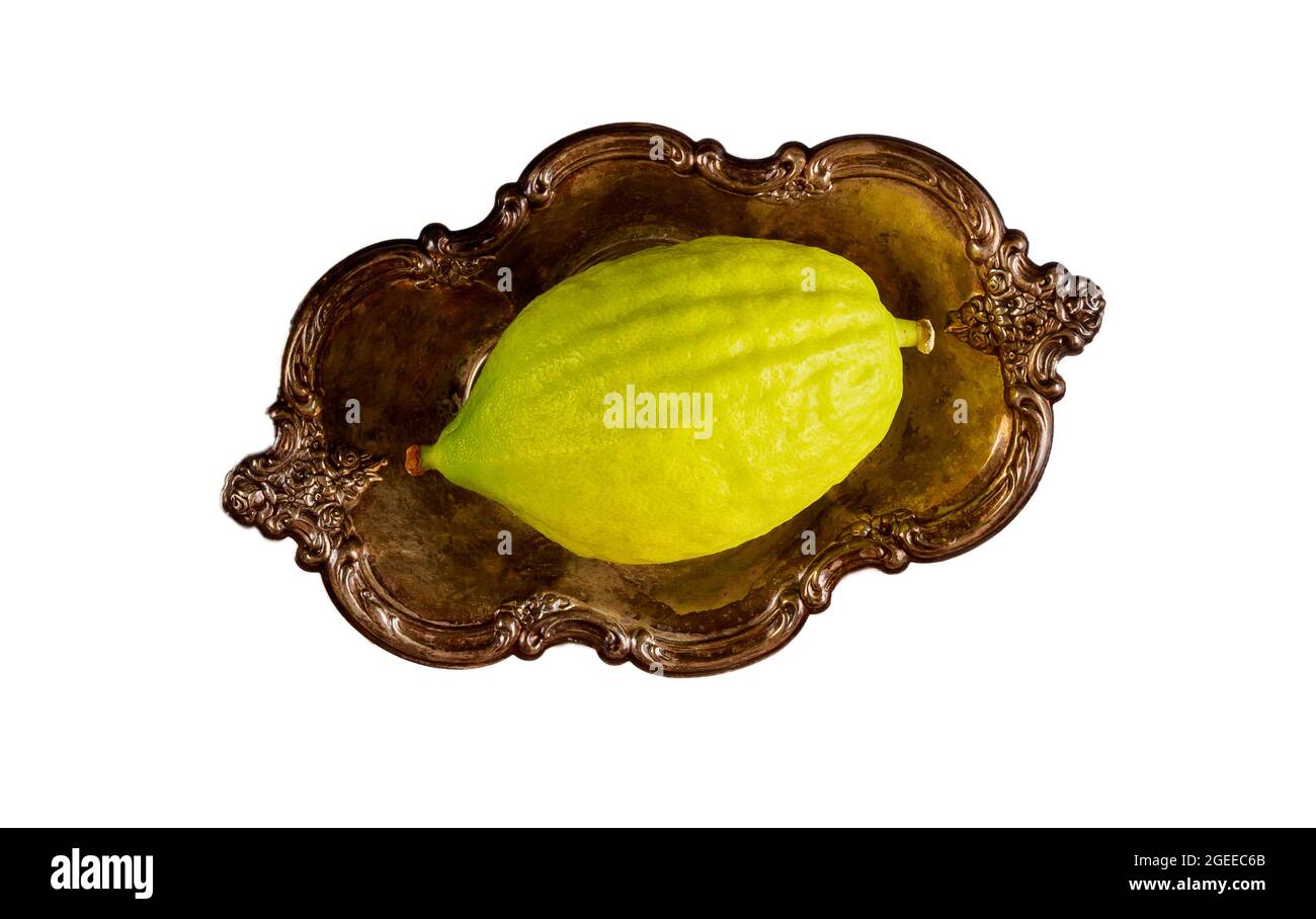 Sukkot in Erog giallo citron di simboli tradizionali religione di festa ebraica Foto Stock