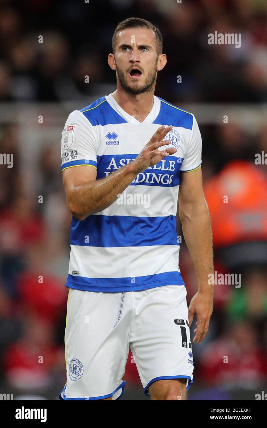 MIDDLESBROUGH, REGNO UNITO. 18 AGOSTO Queens Park Rangers' Dominic Ball durante la partita del campionato Sky Bet tra Middlesbrough e Queens Park Rangers al Riverside Stadium di Middlesbrough mercoledì 18 agosto 2021. (Credit: Mark Fletcher | MI News) Foto Stock