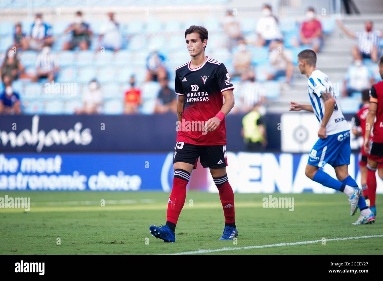 Riccardo Cappellini di CD Mirandes visto durante la partita di calcio la  Liga Smartbank 2021/2022 tra Malaga CF e CD Mirandes allo stadio la  Rosaleda di Malaga.(Punteggio finale; Malaga CF 0:0 CD