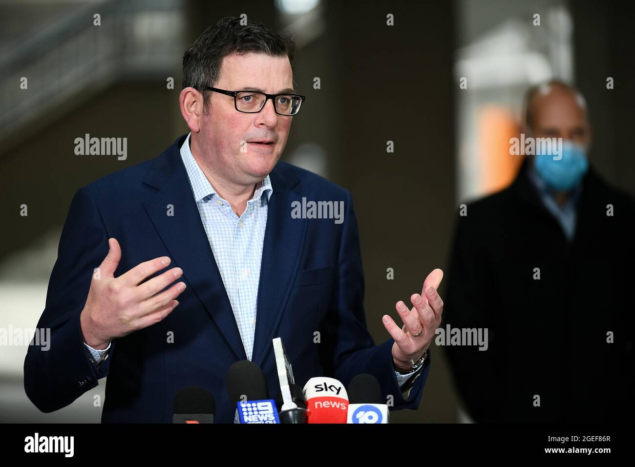 Melbourne, Australia. 20 ago 2021. Il Premier di Stato Daniel Andrews parla con passione durante una conferenza stampa in cui è stato annunciato dal Premier Daniel Andrews che Victoria è su un punto critico e rischia il virus di allontanarsi da sotto il sesto blocco nello Stato di Victoria. Credit: Michael Currie/Speed Media/Alamy Live News Foto Stock