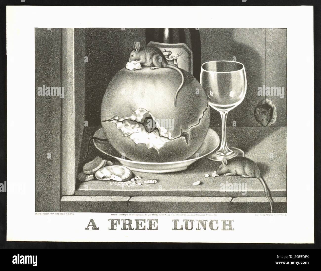 Un pranzo libero da W Walker - topi si aiutano ad un giro di formaggio - 1872 Foto Stock