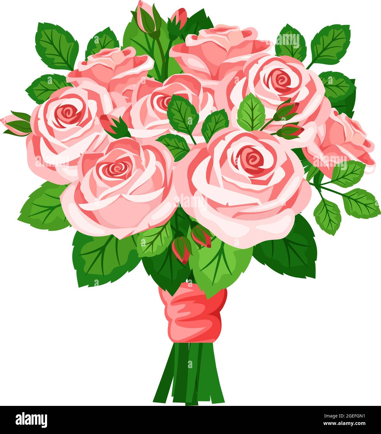 Bel bouquet con rose rosa Illustrazione Vettoriale