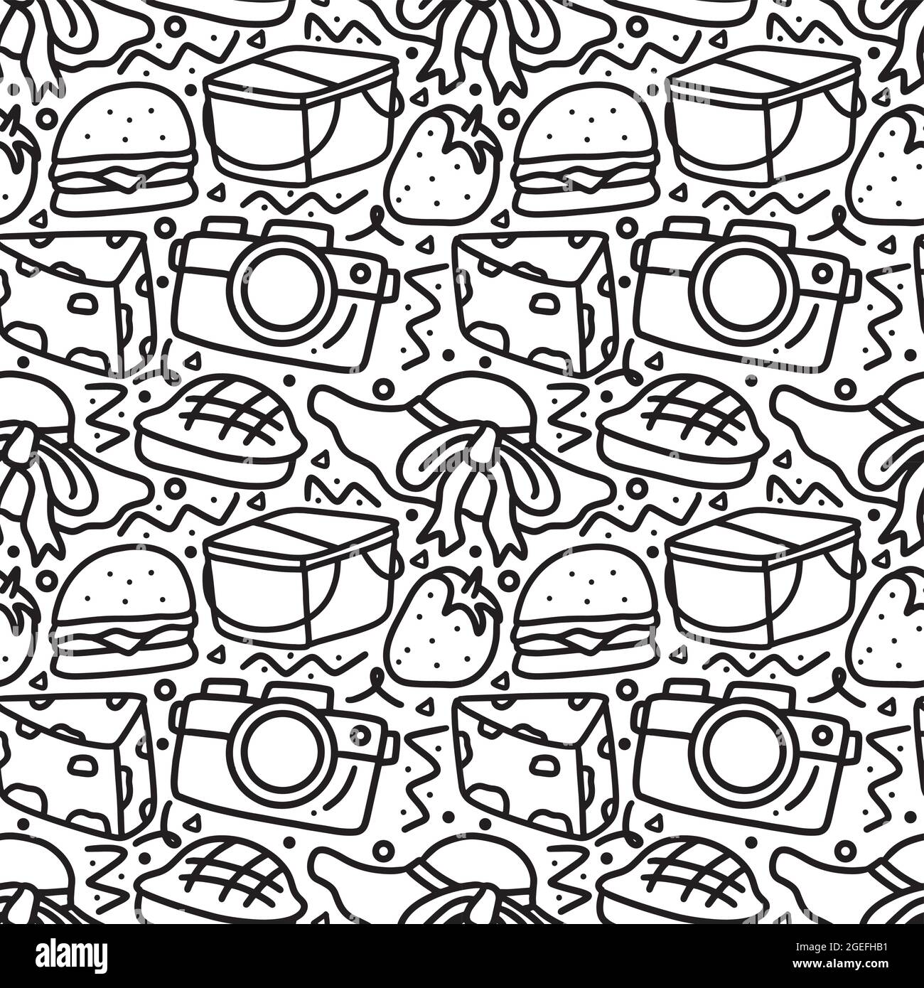 scarabocchi senza giunture di elementi da picnic Illustrazione Vettoriale