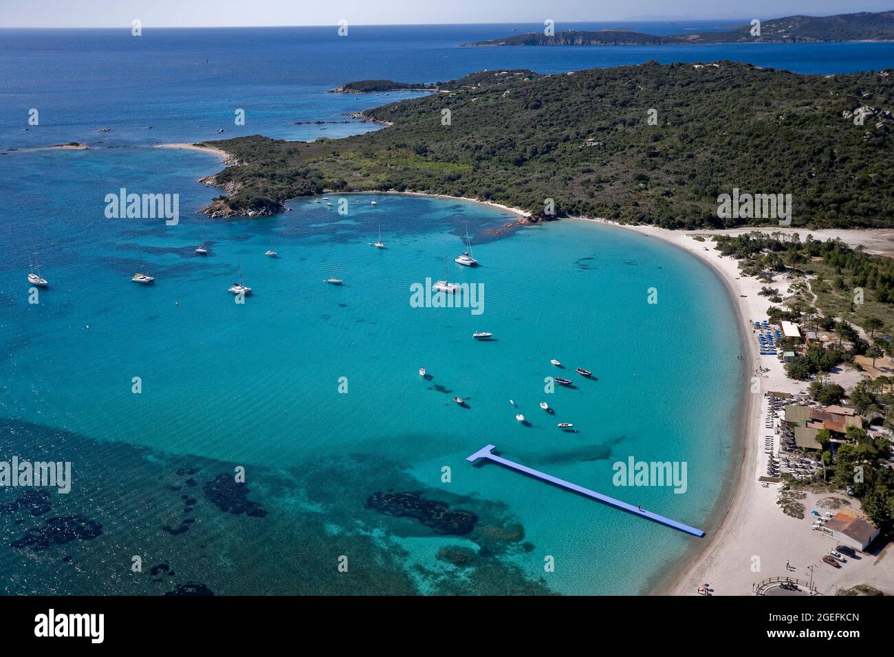 FRANCIA. CORSICA DEL SUD (2A) BAIA DI SAN CIPRIANU (VISTA AEREA) Foto Stock