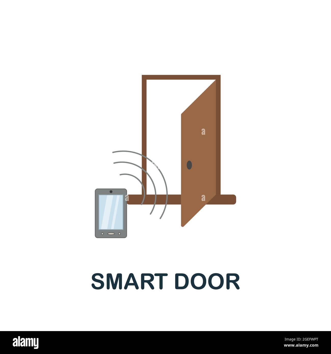 Icona Smart Door Flat. Segno colorato dalla collezione di sicurezza domestica. Illustrazione icona Creative Smart Door per il web design, infografiche e altro ancora Illustrazione Vettoriale