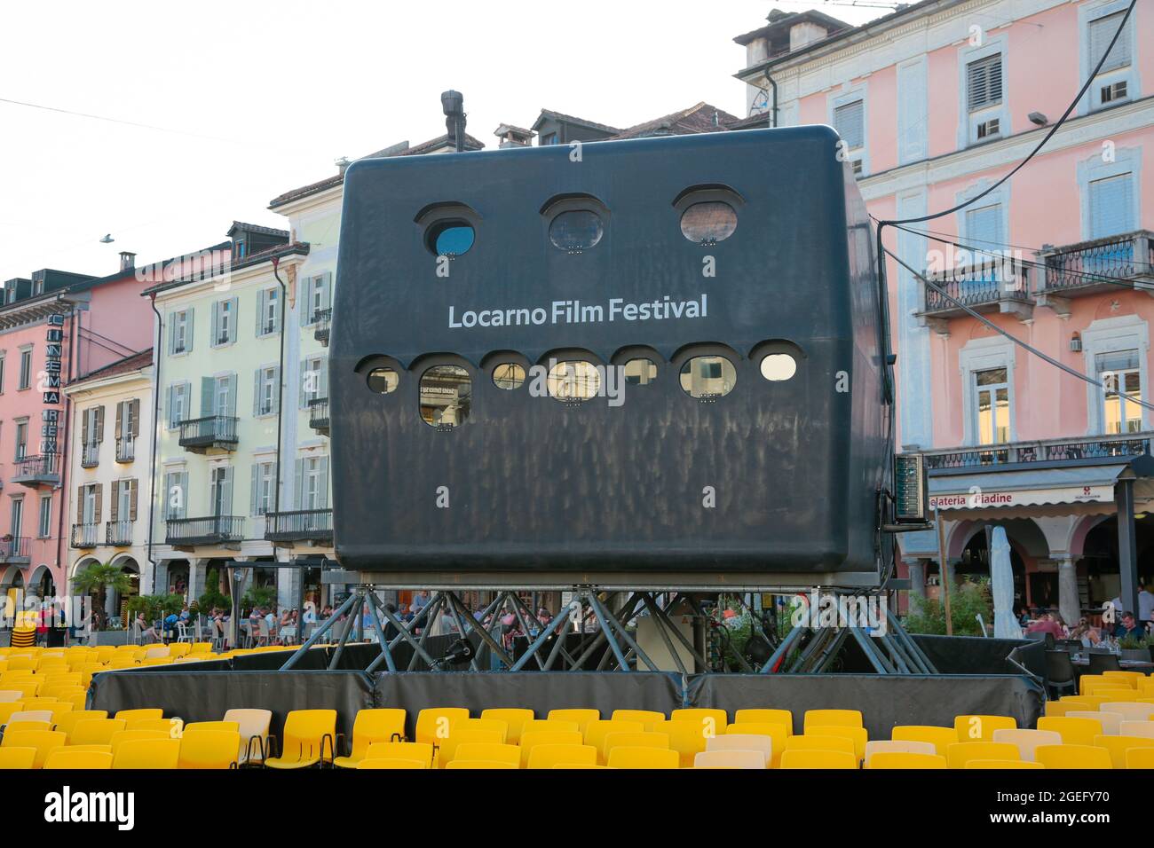 Annuale Festival Internazionale del Film di Locarno, famoso festival internazionale del cinema con sede in Piazza Grande a Locarno, Svizzera Foto Stock