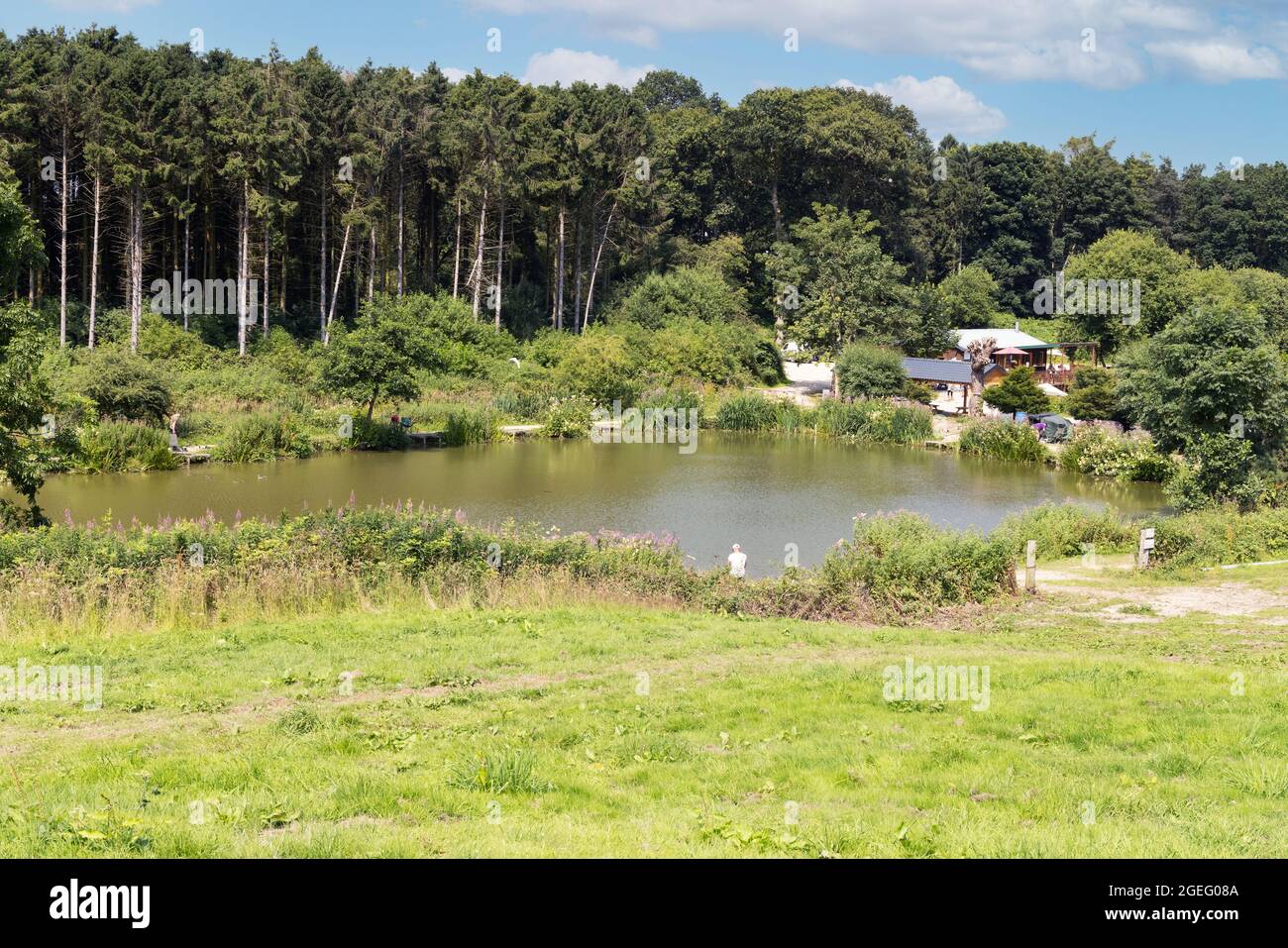 Folly Lake e il Folly Lake Cafe, Risby, vicino a Beverley, East Yorkshire Regno Unito Foto Stock