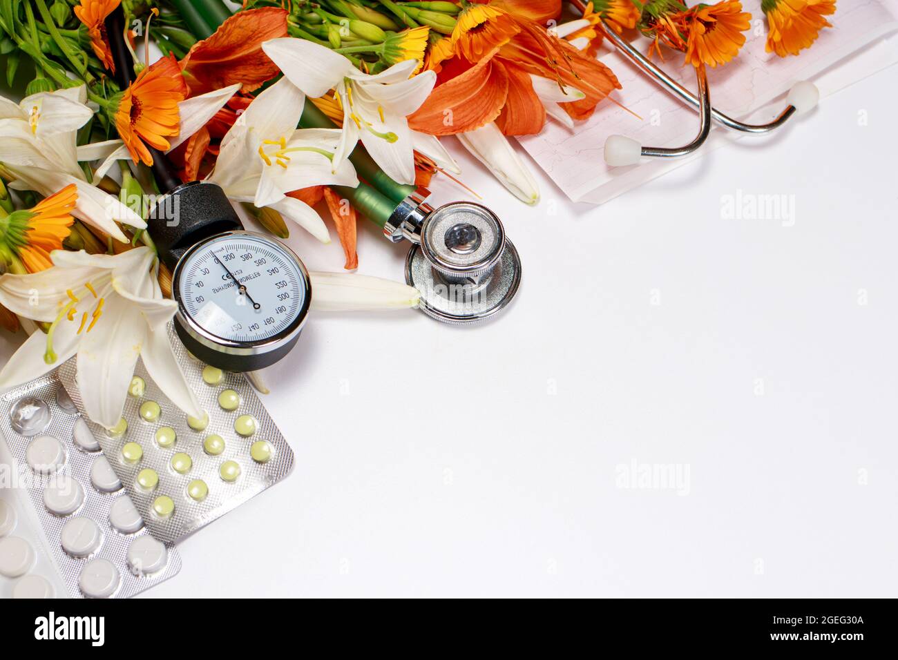 Un bel biglietto d'auguri con un posto per il testo per copiare spazio su bianco per l'iscrizione per il giorno del medico di festa, Nurse's Day Foto Stock