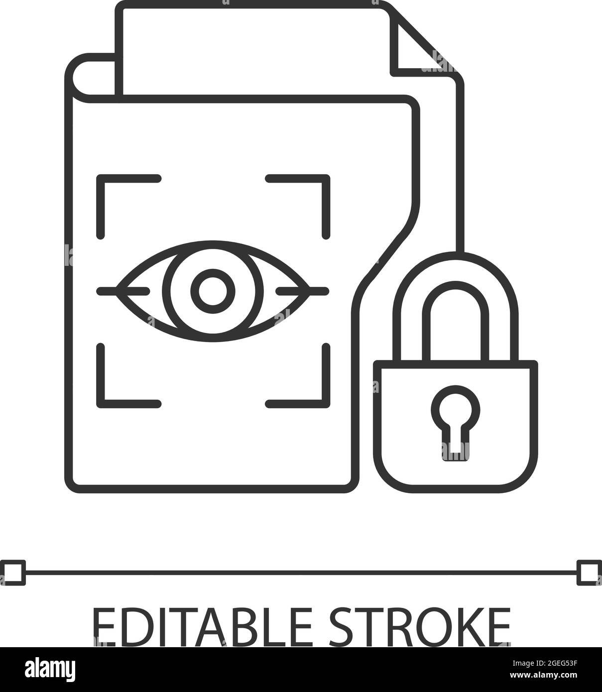 Icona lineare dei dati biometrici protetti Illustrazione Vettoriale