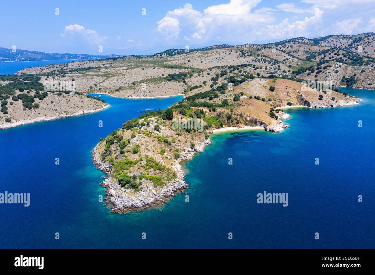 Veduta aerea del parco nazionale di Butrint, Albania, Europa Foto Stock