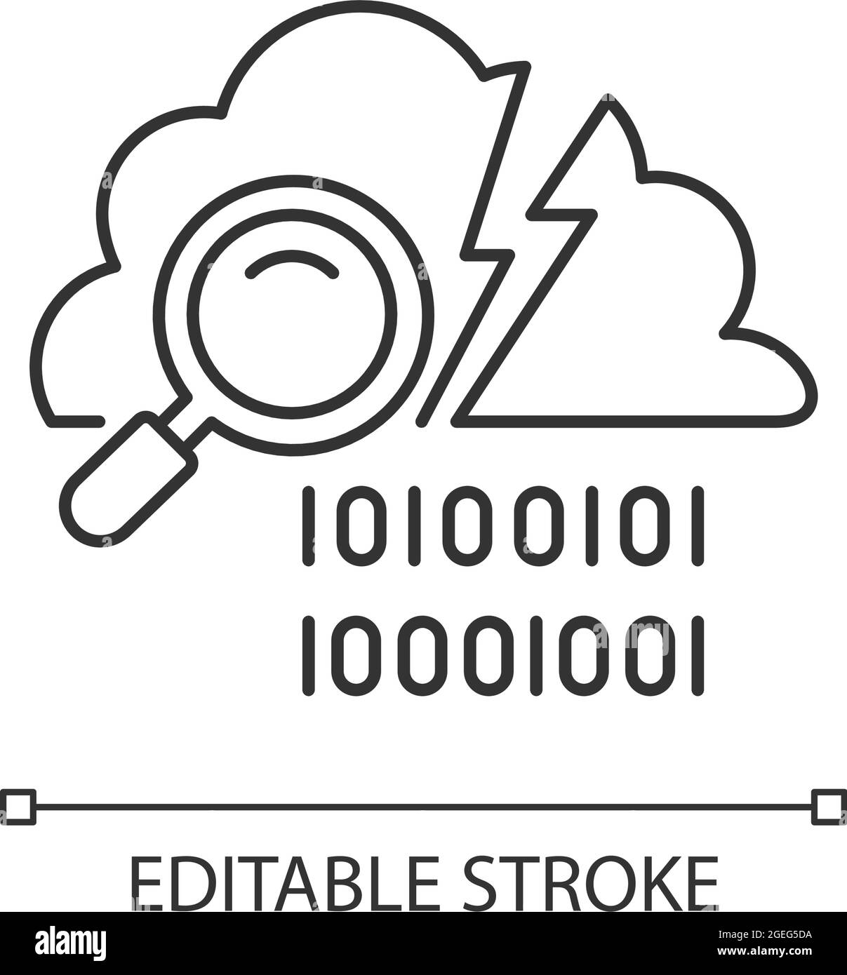 Icona lineare di rilevamento delle violazioni dei dati Illustrazione Vettoriale