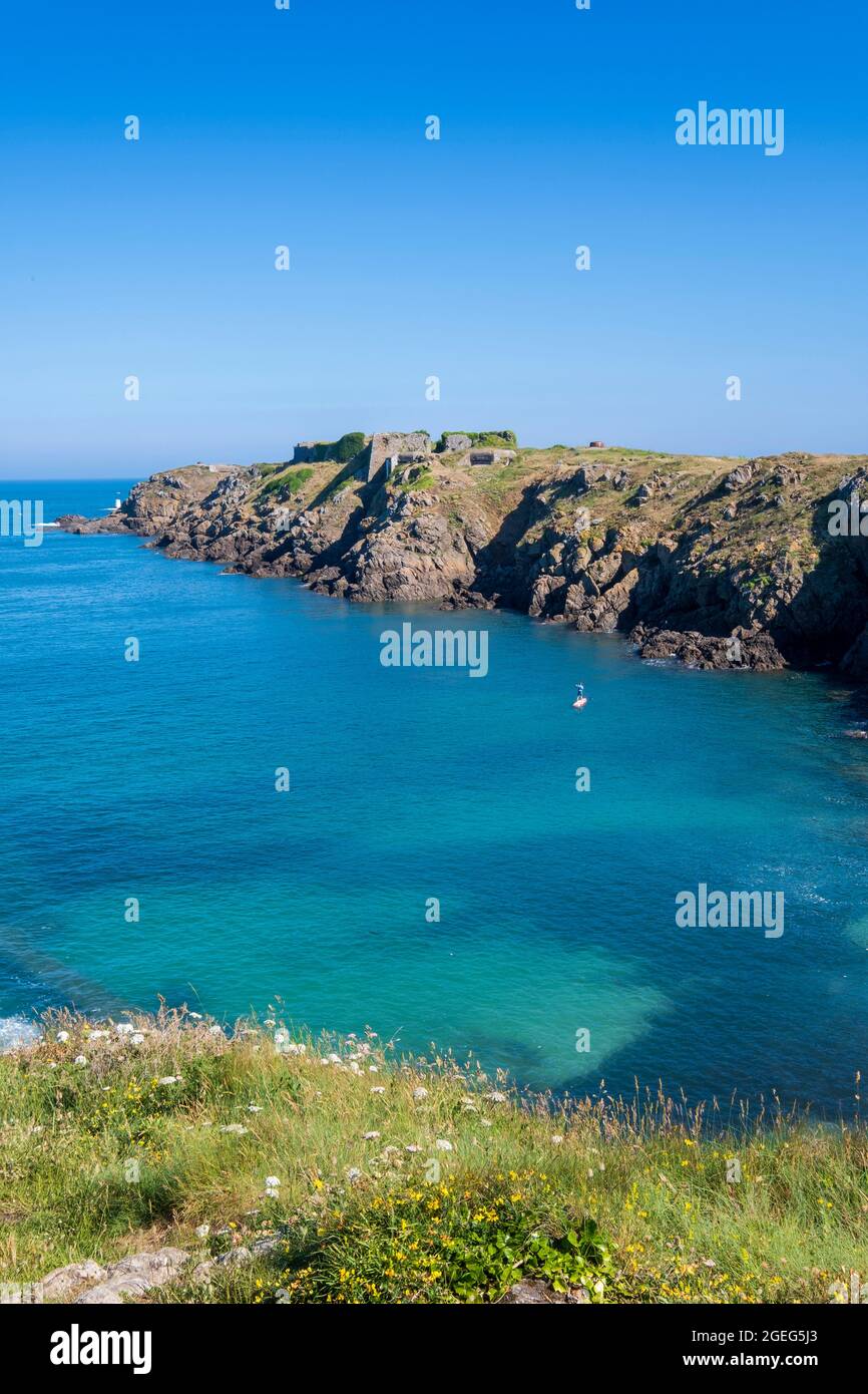 Saint Malo (Bretagna, Francia nord-occidentale): promontorio "pointe de la Varde", sito protetto appartenente all'agenzia di protezione costiera ('Conservatoire Foto Stock