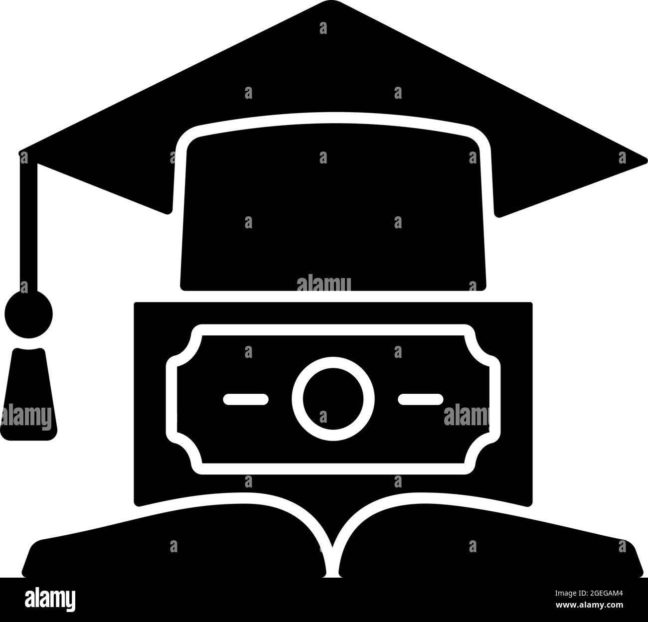 Icona glyph nero prestito di istruzione Illustrazione Vettoriale