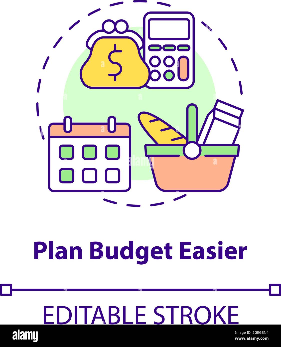 Pianificare il budget con un'icona di concetto più semplice Illustrazione Vettoriale
