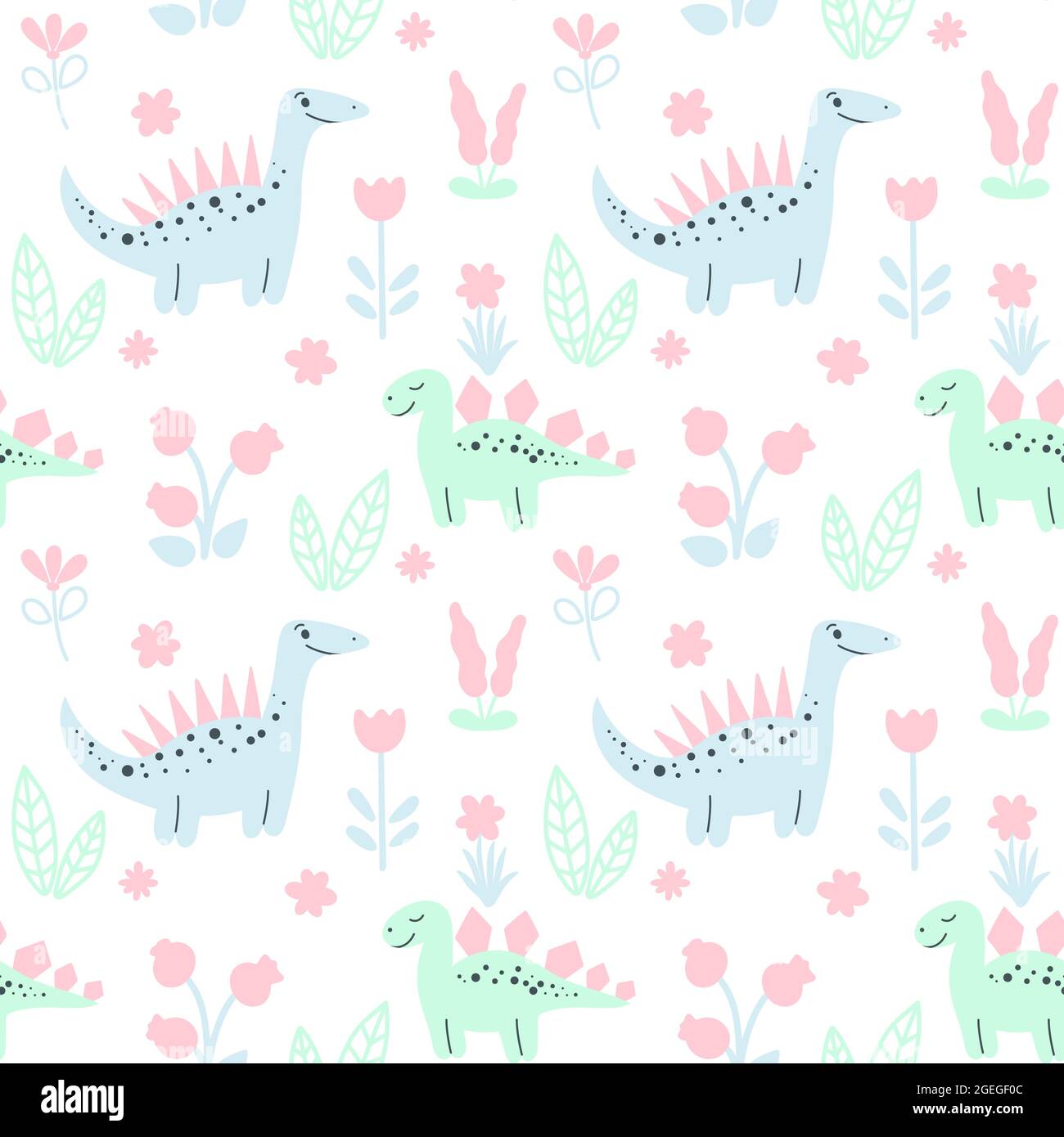 Modello del bambino senza cuciture con illustrazione vettoriale dei dinosauri. Sfondo con animali carini, fiori e piante. Incolla modello colore per sfondo, infermiere Illustrazione Vettoriale Modello del bambino senza cuciture con illustrazione vettoriale dei dinosauri. Sfondo con animali carini, fiori e piante. Incolla modello colore per sfondo, infermiere Illustrazione Vettoriale