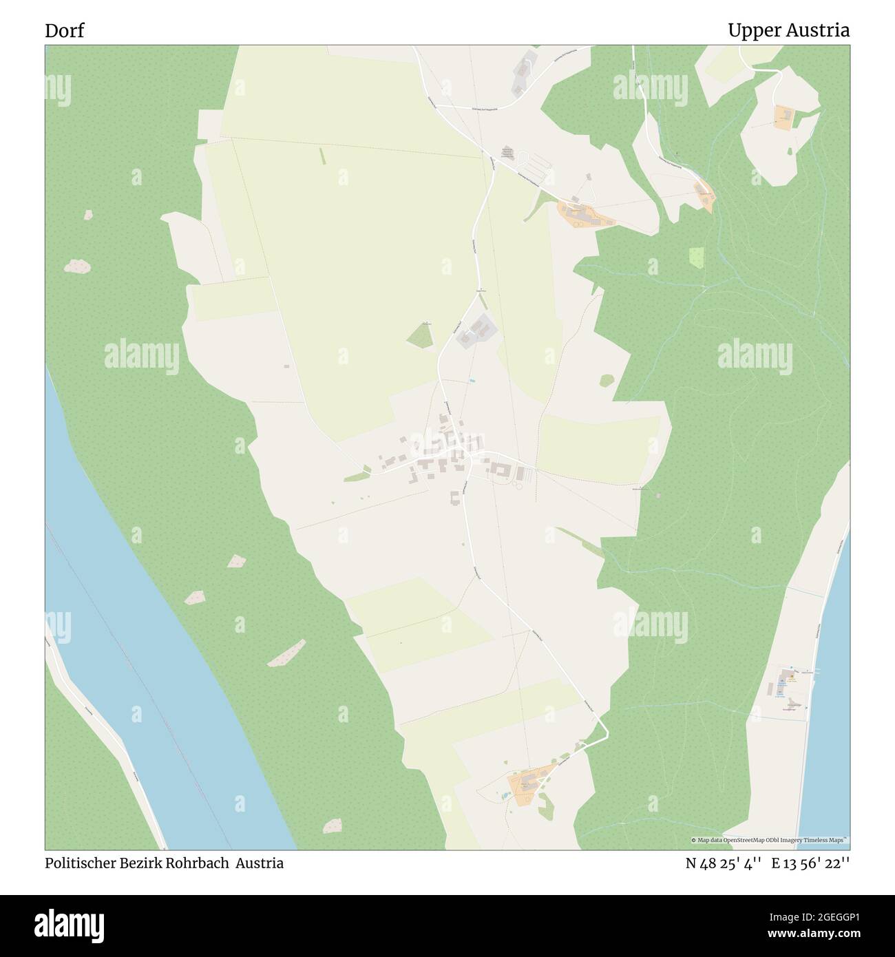 Dorf, Politischer Bezirk Rohrbach, Austria, Austria superiore, N 48 25' 4'', e 13 56' 22''', mappa, Mappa senza tempo pubblicata nel 2021. Viaggiatori, esploratori e avventurieri come Florence Nightingale, David Livingstone, Ernest Shackleton, Lewis and Clark e Sherlock Holmes si sono affidati alle mappe per pianificare i viaggi verso gli angoli più remoti del mondo, Timeless Maps sta mappando la maggior parte delle località del mondo, mostrando il successo di grandi sogni Foto Stock