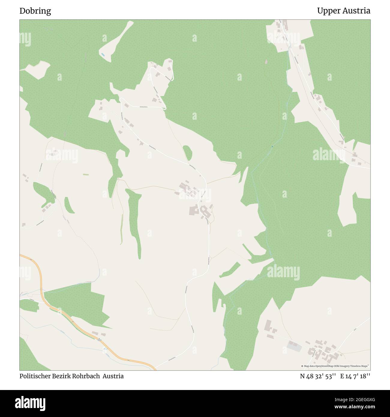 Dobring, Politischer Bezirk Rohrbach, Austria, Austria superiore, N 48 32' 53''', e 14 7' 18''', mappa, Mappa senza tempo pubblicata nel 2021. Viaggiatori, esploratori e avventurieri come Florence Nightingale, David Livingstone, Ernest Shackleton, Lewis and Clark e Sherlock Holmes si sono affidati alle mappe per pianificare i viaggi verso gli angoli più remoti del mondo, Timeless Maps sta mappando la maggior parte delle località del mondo, mostrando il successo di grandi sogni Foto Stock