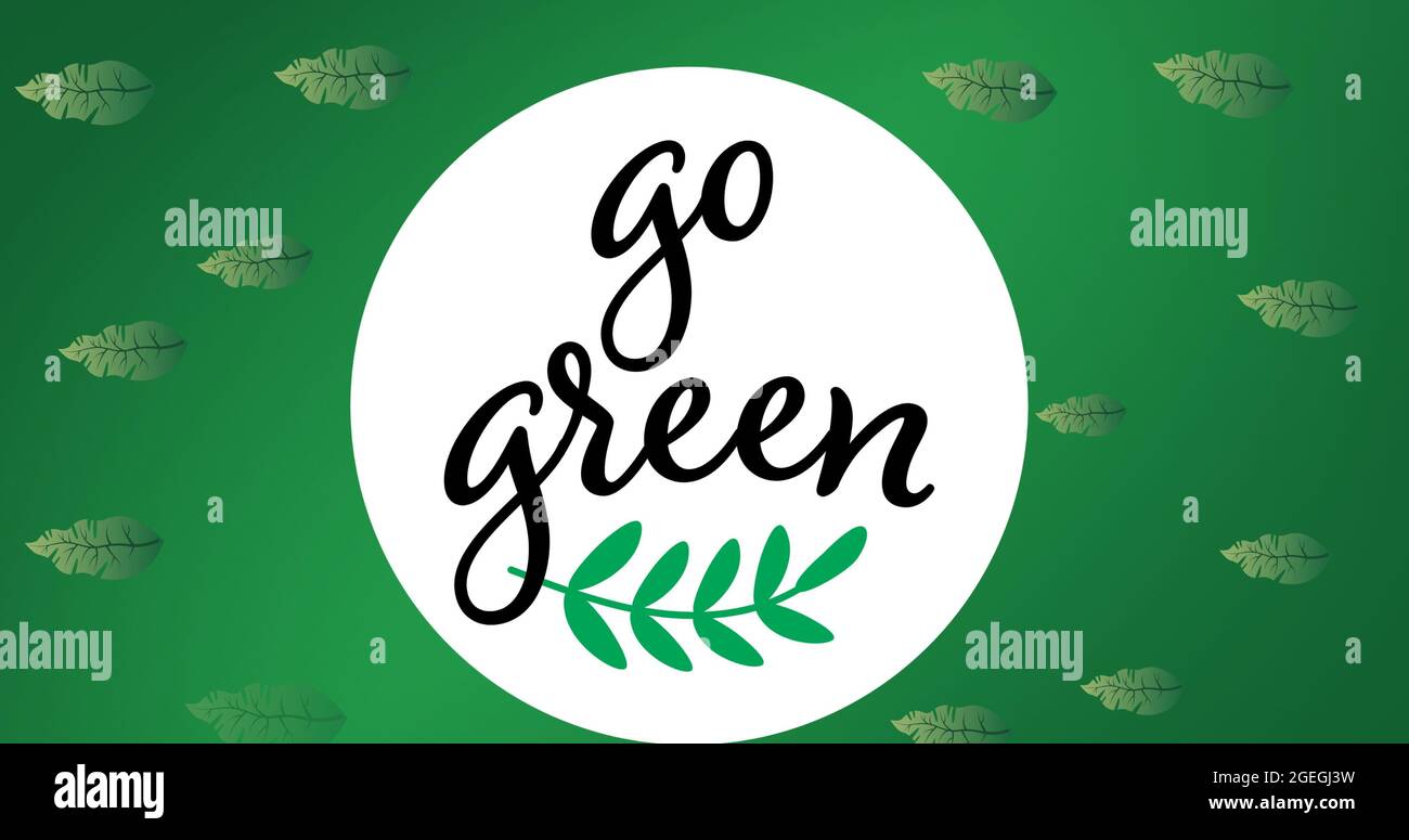 Composizione del testo verde e del logo su sfondo verde Foto Stock