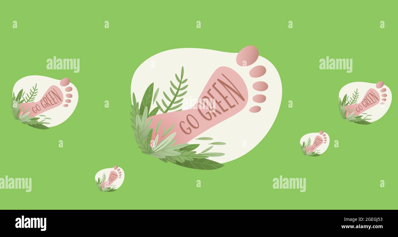 Composizione del testo verde e del logo dell'impronta su sfondo verde Foto Stock