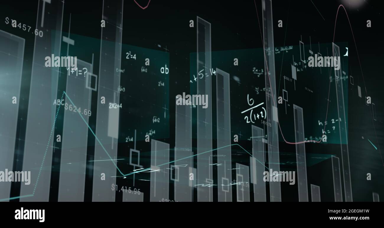 Immagine dell'equazione matematica e del grafico durante il co-virus del coronavirus 19 pandemia Foto Stock