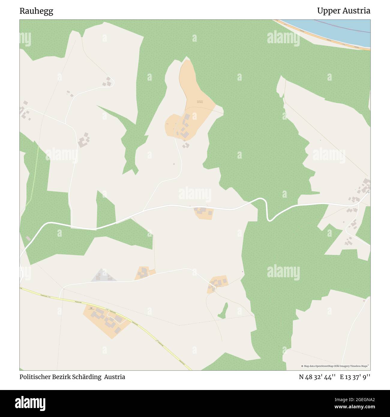 Rauhegg, Politischer Bezirk Schärding, Austria, Austria superiore, N 48 32' 44'', e 13 37' 9''', mappa, Mappa senza tempo pubblicata nel 2021. Viaggiatori, esploratori e avventurieri come Florence Nightingale, David Livingstone, Ernest Shackleton, Lewis and Clark e Sherlock Holmes si sono affidati alle mappe per pianificare i viaggi verso gli angoli più remoti del mondo, Timeless Maps sta mappando la maggior parte delle località del mondo, mostrando il successo di grandi sogni Foto Stock