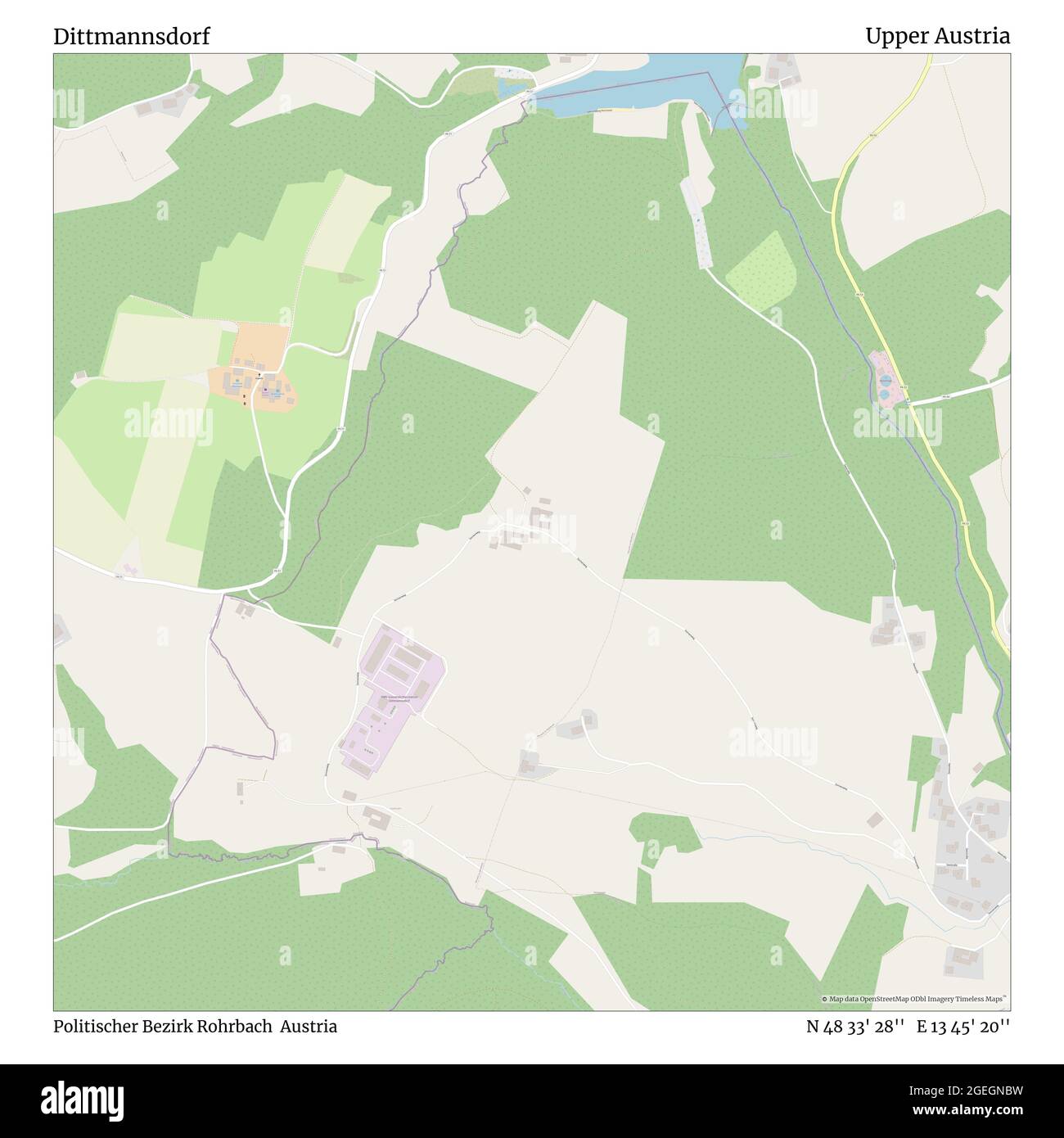 Dittmannsdorf, Politischer Bezirk Rohrbach, Austria, Austria superiore, N 48 33' 28'', e 13 45' 20''', mappa, Mappa senza tempo pubblicata nel 2021. Viaggiatori, esploratori e avventurieri come Florence Nightingale, David Livingstone, Ernest Shackleton, Lewis and Clark e Sherlock Holmes si sono affidati alle mappe per pianificare i viaggi verso gli angoli più remoti del mondo, Timeless Maps sta mappando la maggior parte delle località del mondo, mostrando il successo di grandi sogni Foto Stock