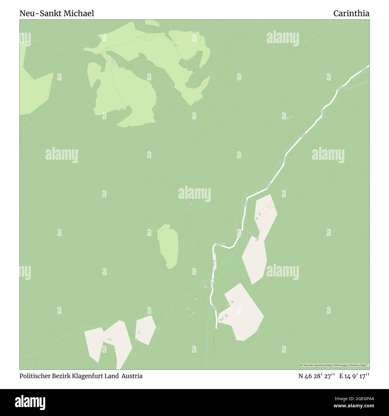 Neu-Sankt Michael, Politischer Bezirk Klagenfurt Land, Austria, Carinzia, N 46 28' 27'', e 14 9' 17''', mappa, mappa senza tempo pubblicata nel 2021. Viaggiatori, esploratori e avventurieri come Florence Nightingale, David Livingstone, Ernest Shackleton, Lewis and Clark e Sherlock Holmes si sono affidati alle mappe per pianificare i viaggi verso gli angoli più remoti del mondo, Timeless Maps sta mappando la maggior parte delle località del mondo, mostrando il successo di grandi sogni Foto Stock