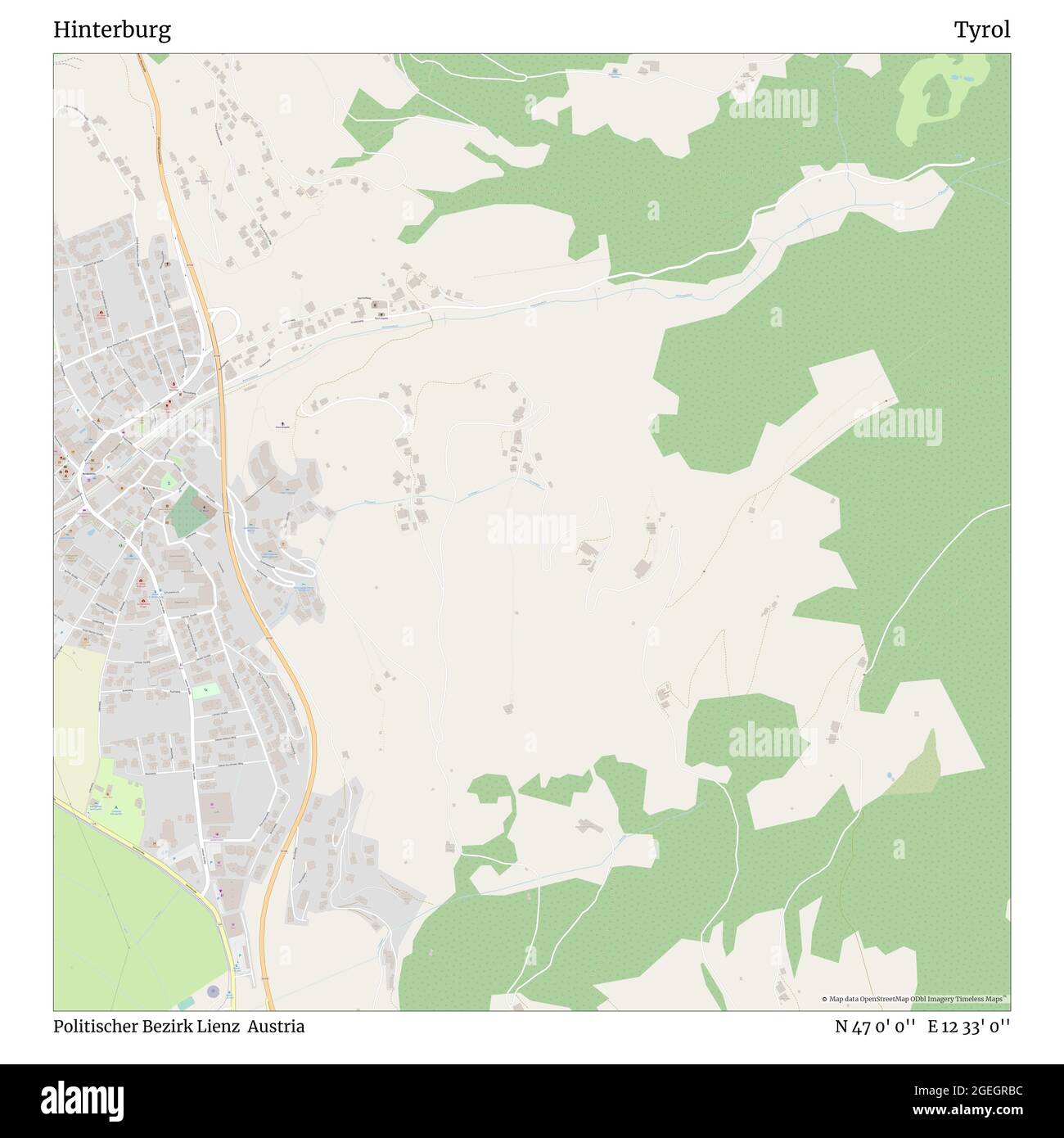 Hinterburg, Politischer Bezirk Lienz, Austria, Tirolo, N 47 0' 0''', e 12 33' 0''', mappa, Mappa senza tempo pubblicata nel 2021. Viaggiatori, esploratori e avventurieri come Florence Nightingale, David Livingstone, Ernest Shackleton, Lewis and Clark e Sherlock Holmes si sono affidati alle mappe per pianificare i viaggi verso gli angoli più remoti del mondo, Timeless Maps sta mappando la maggior parte delle località del mondo, mostrando il successo di grandi sogni Foto Stock