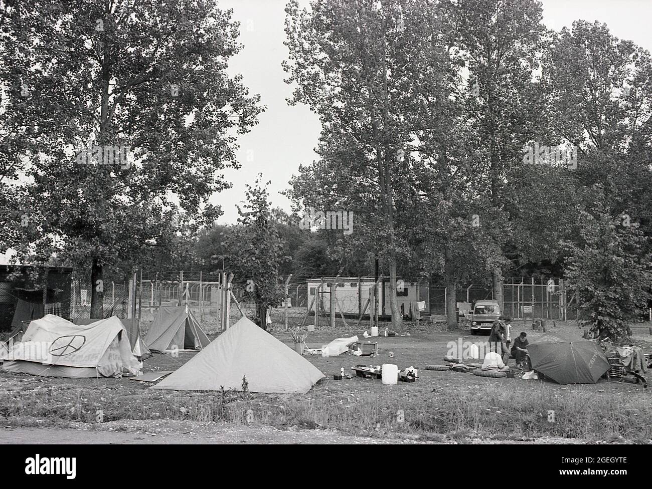 Greenham Common Peace Camp, Regno Unito, agosto 1984 Foto Stock