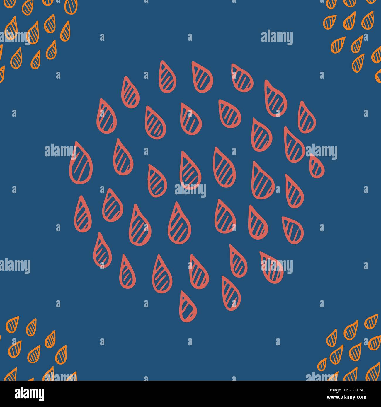Disegno senza giunture pastello astratto con gocce poste in cerchi. Colori rosso chiaro e arancione, sfondo alla moda autunno estate. Ovali e cerchi Illustrazione Vettoriale