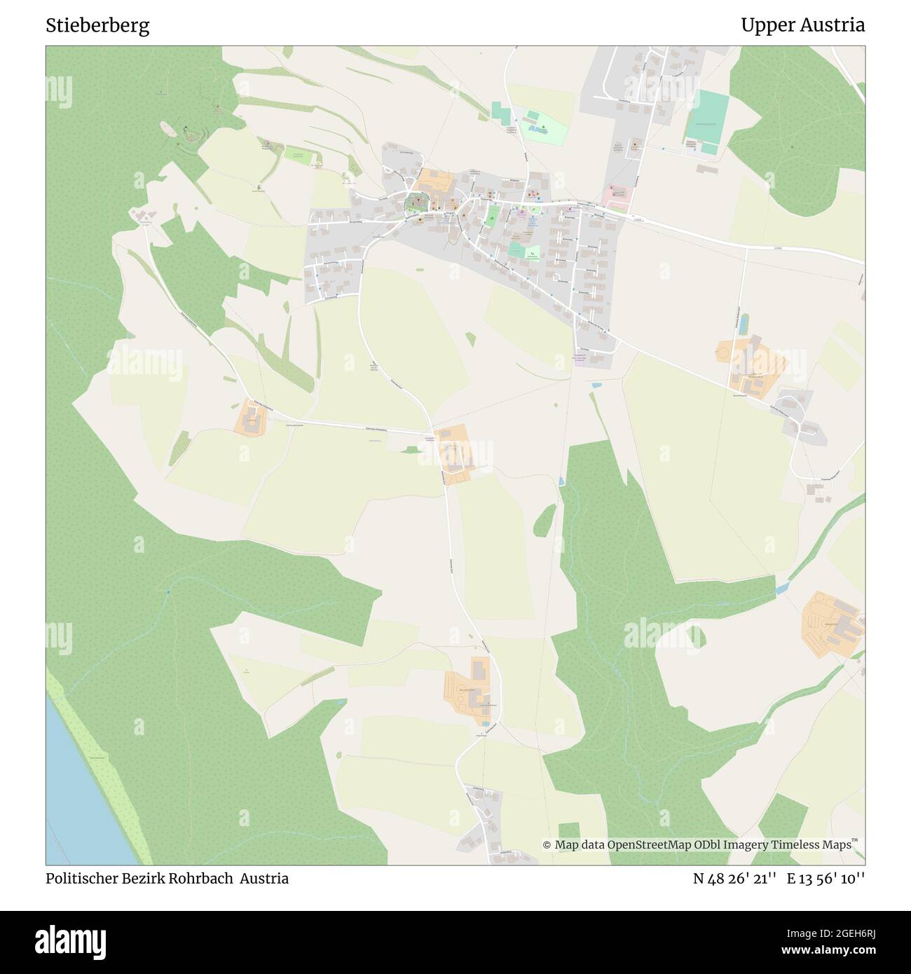 Stieberberg, Politischer Bezirk Rohrbach, Austria, Austria superiore, N 48 26' 21'', e 13 56' 10''', mappa, Mappa senza tempo pubblicata nel 2021. Viaggiatori, esploratori e avventurieri come Florence Nightingale, David Livingstone, Ernest Shackleton, Lewis and Clark e Sherlock Holmes si sono affidati alle mappe per pianificare i viaggi verso gli angoli più remoti del mondo, Timeless Maps sta mappando la maggior parte delle località del mondo, mostrando il successo di grandi sogni Foto Stock