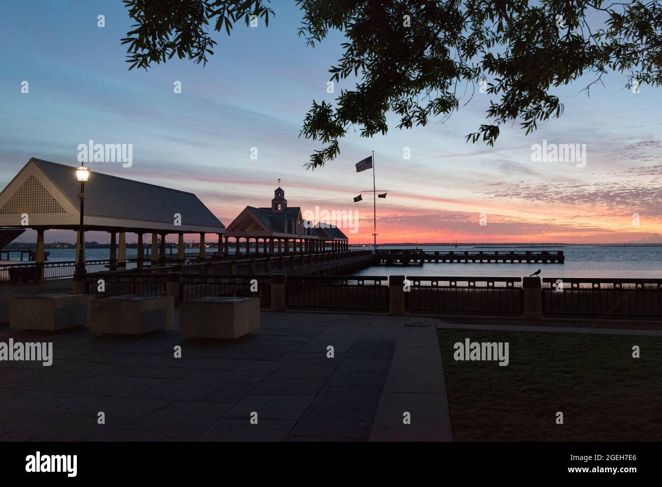 Il molo Waterfront Park a Charleston, South Carolina, USA Foto Stock