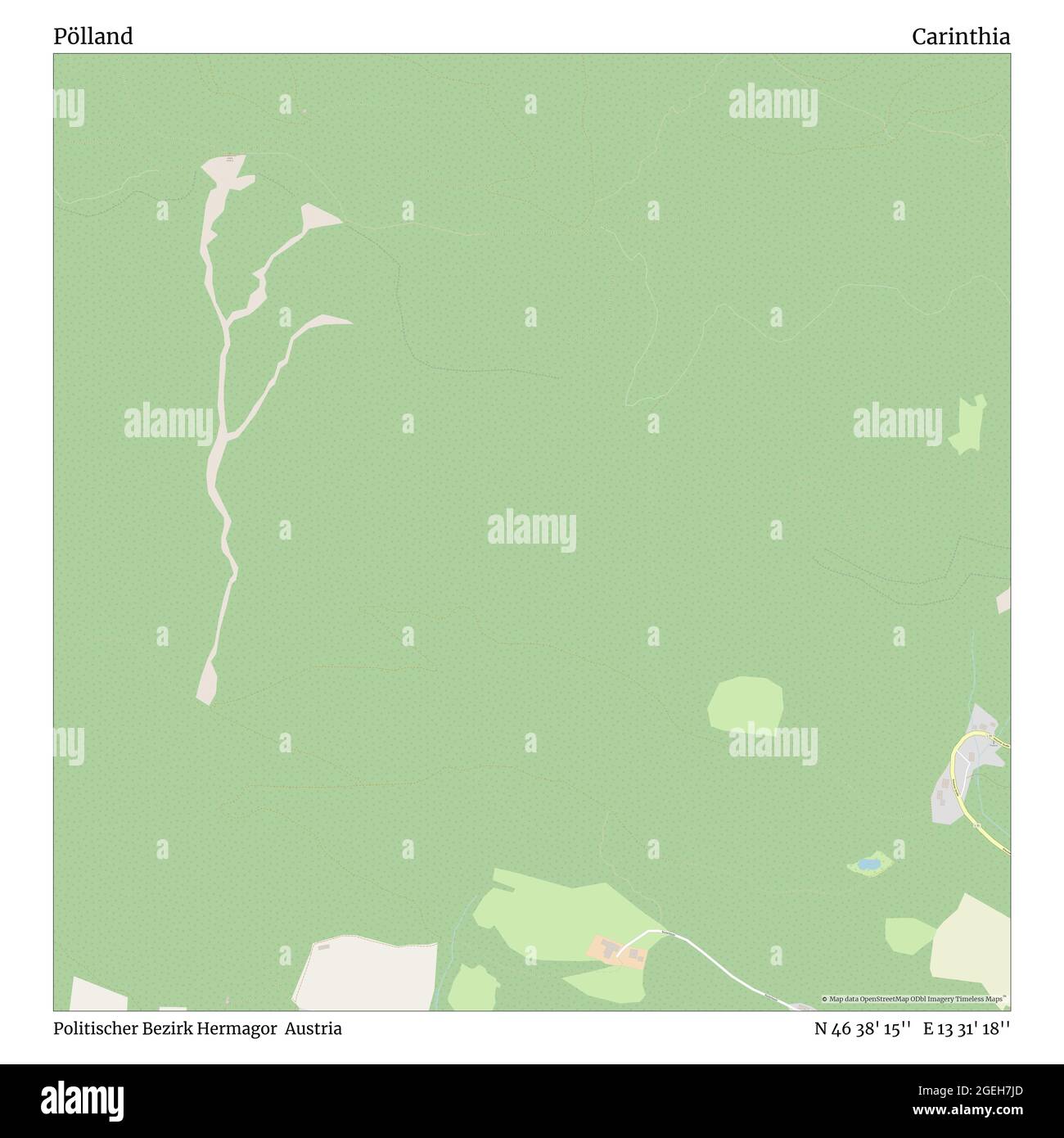 Pölland, Politischer Bezirk Hermagor, Austria, Carinzia, N 46 38' 15'', e 13 31' 18''', mappa, Mappa senza tempo pubblicata nel 2021. Viaggiatori, esploratori e avventurieri come Florence Nightingale, David Livingstone, Ernest Shackleton, Lewis and Clark e Sherlock Holmes si sono affidati alle mappe per pianificare i viaggi verso gli angoli più remoti del mondo, Timeless Maps sta mappando la maggior parte delle località del mondo, mostrando il successo di grandi sogni Foto Stock