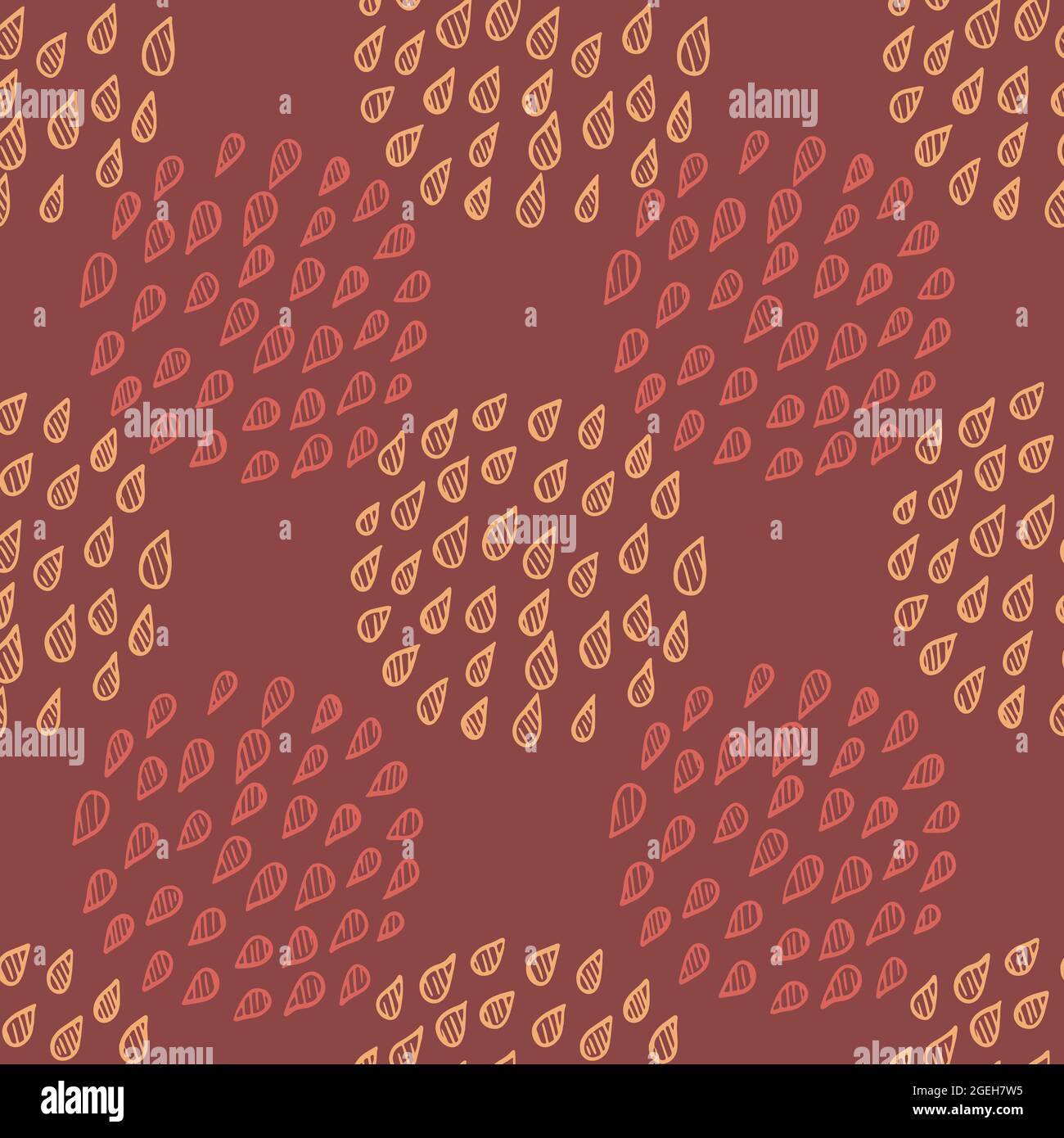 Disegno senza giunture pastello astratto con gocce poste in cerchi. Colori rosso chiaro e arancione, sfondo alla moda autunno estate. Ovali e cerchi Illustrazione Vettoriale
